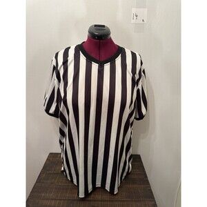 Victory Sportswear Referee Jersey XL Black White Striped Official Soccer Shirt